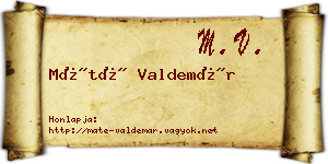 Máté Valdemár névjegykártya